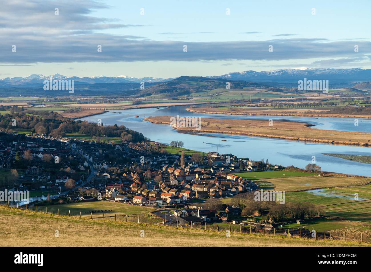 Looking towards the Town of Newburgh with the River Tay, Fife Scotland