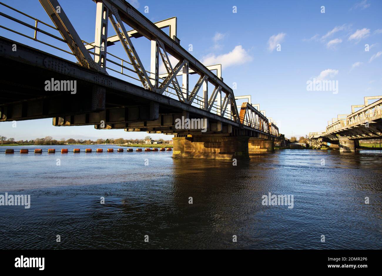 Two railway viaducts crossing a river Stock Photo Alamy