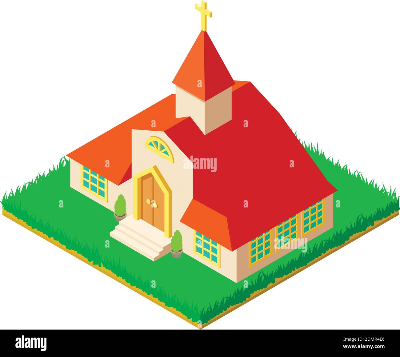Monastery building icon. Isometric illustration of monastery building vector icon for web Stock Vector