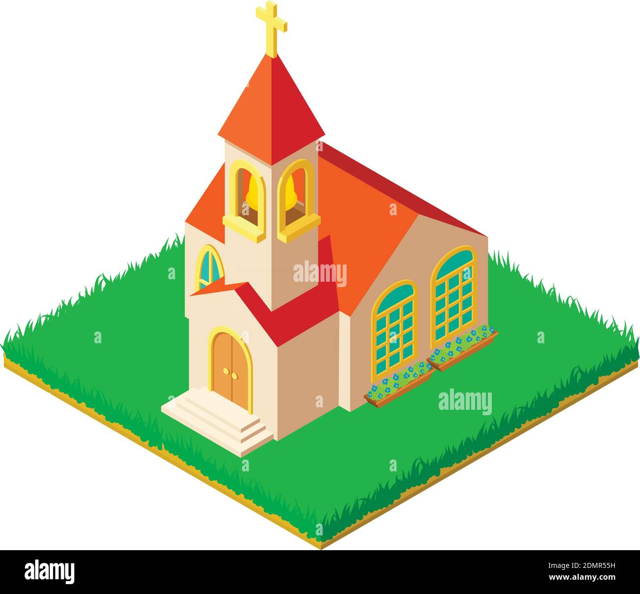 Chapel icon. Isometric illustration of chapel vector icon for web Stock Vector