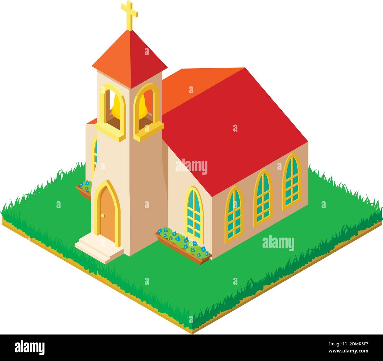 Old church icon. Isometric illustration of old church vector icon for web Stock Vector
