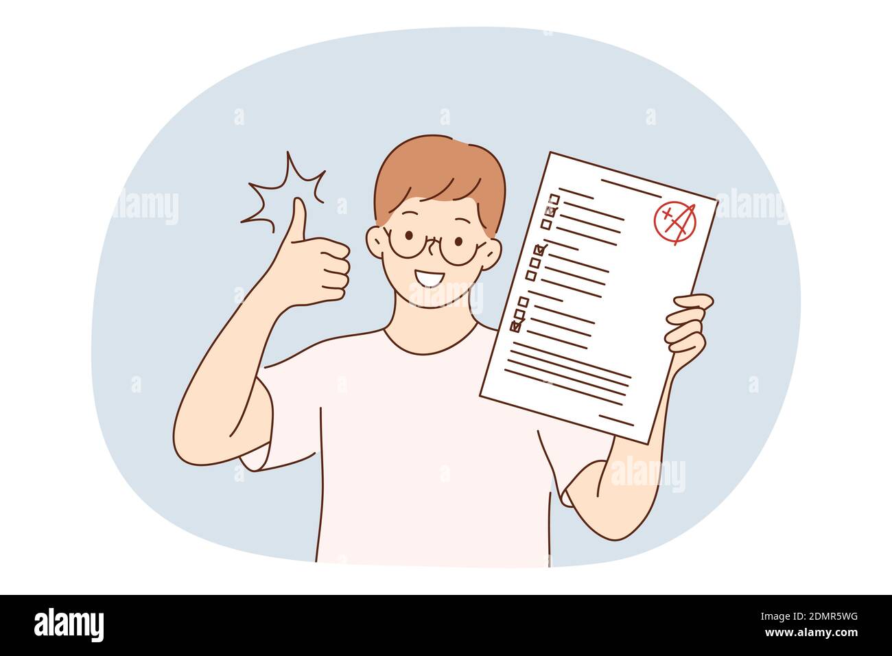 Success in studying, excellent school pupils concept. Smiling school boy  cartoon characters having excellent marks for educational exams and showing  g Stock Vector Image & Art - Alamy