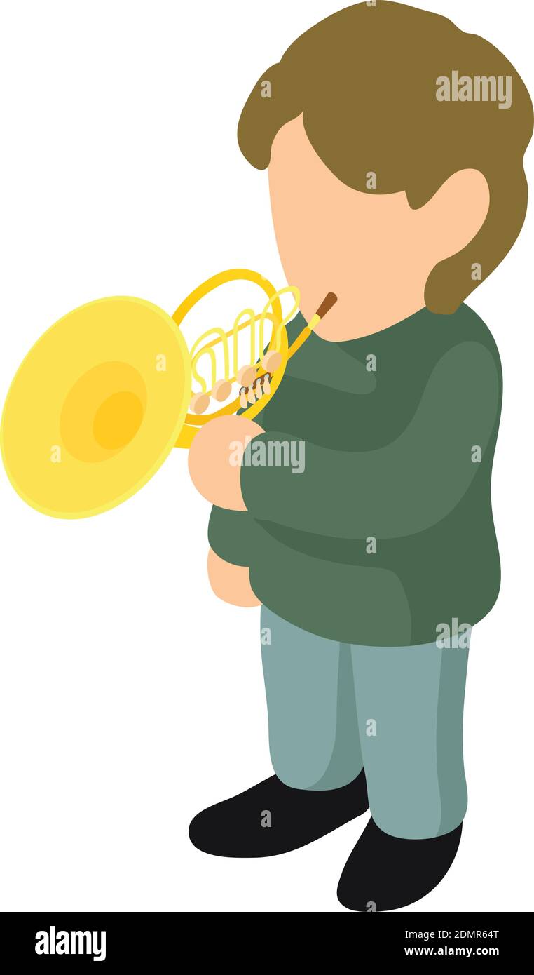 French horn icon. Isometric illustration of french horn vector icon for