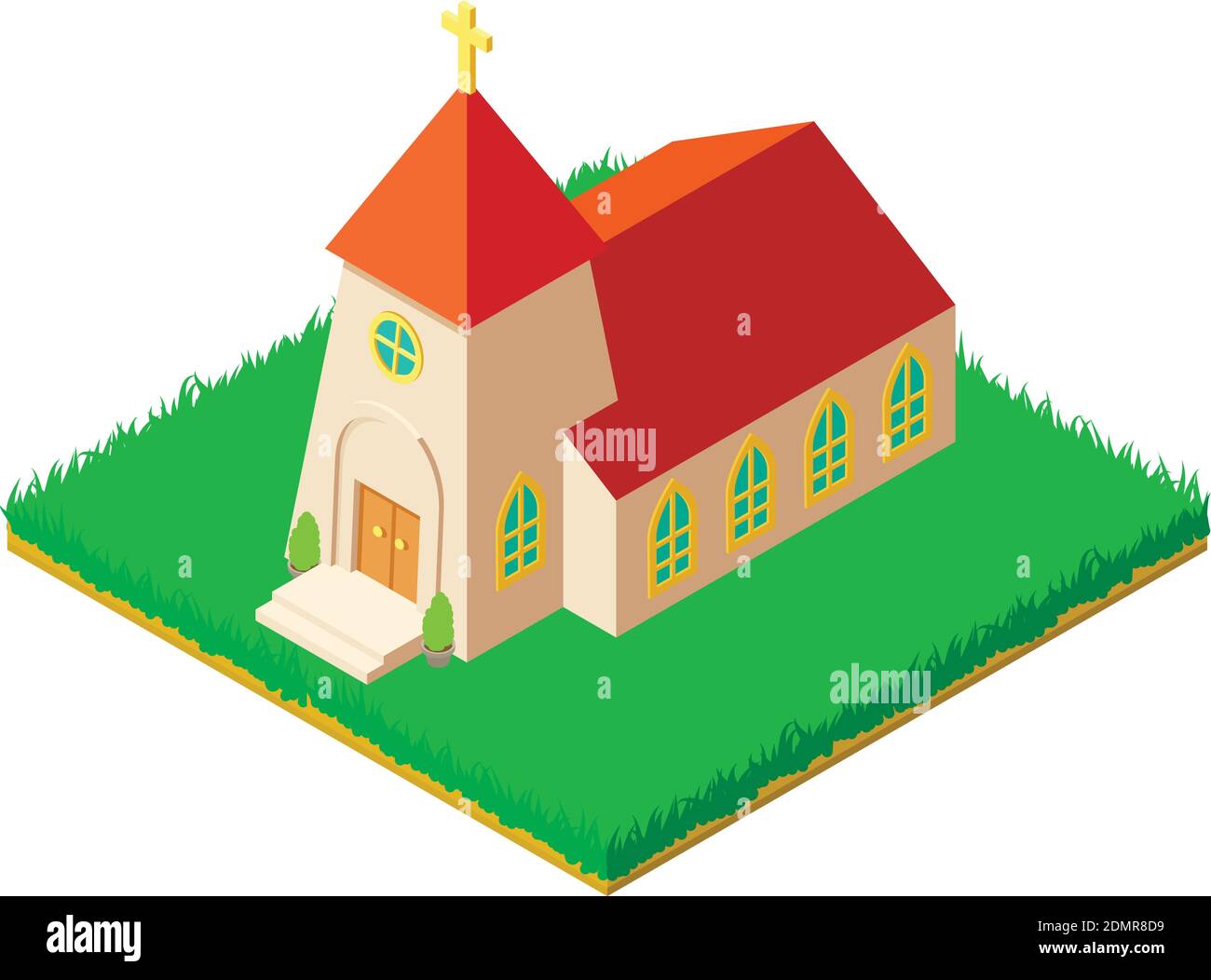 Medieval church icon. Isometric illustration of medieval church vector icon for web Stock Vector