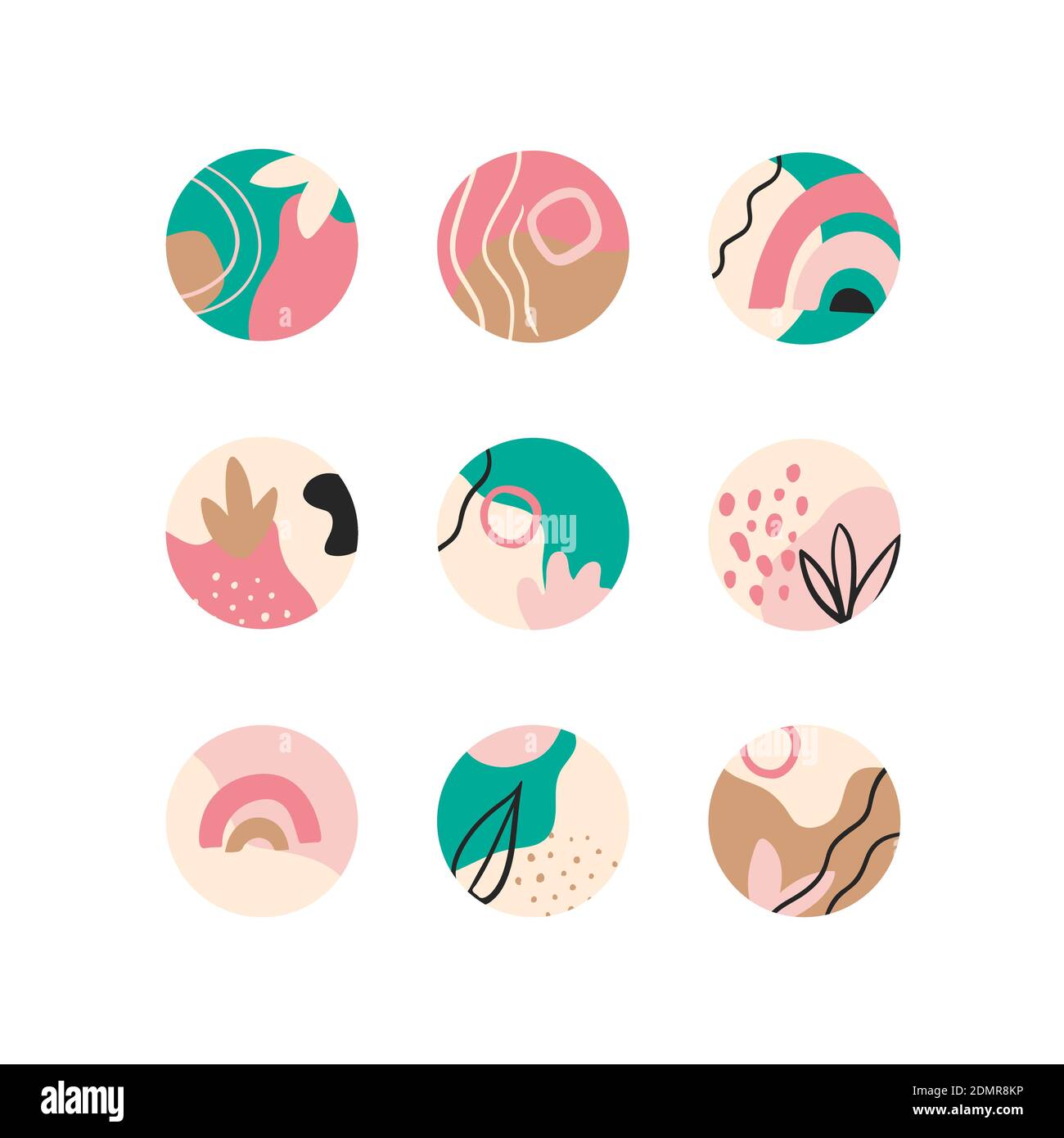 Highlight cover set, abstract floral botanical icons for social media ...