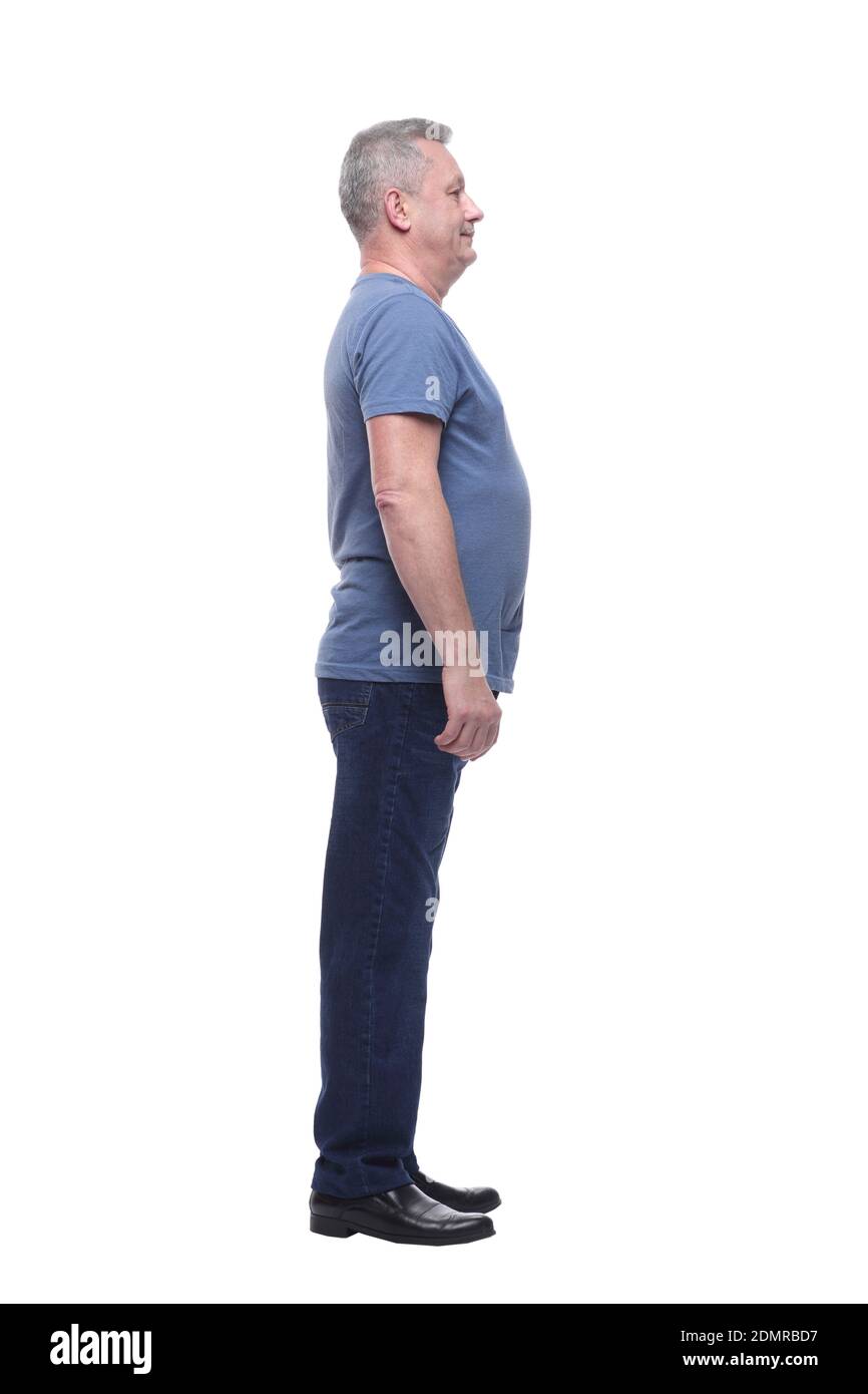 Side view full body of a casual man standing Stock Photo - Alamy
