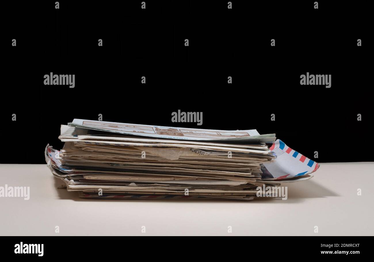 Stack of old letters. Time and memory concept. Stock Photo