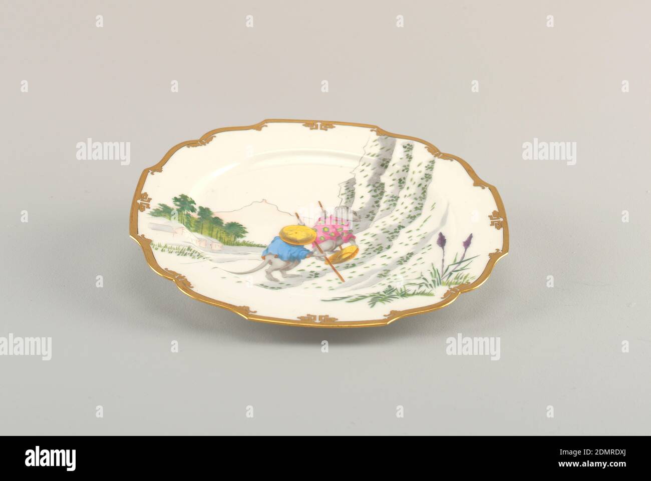 Plate, Pillivuyt & Cie, French, established ca. 1818, Porcelain, enamel decoration, France, ca. 1880, ceramics, Decorative Arts, Plate Stock Photo