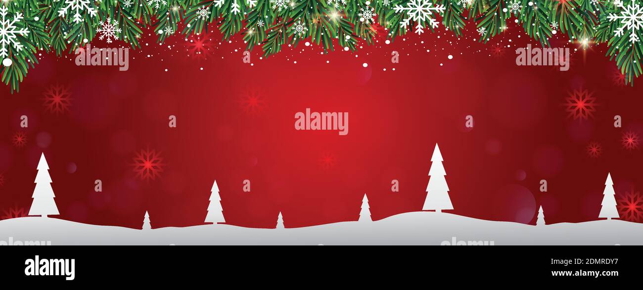 Christmas banner vector illustration. Blue snowfall background