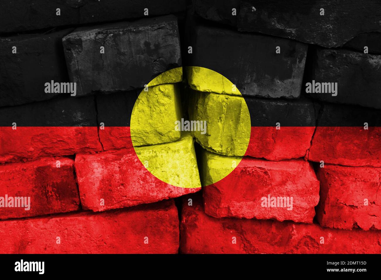 Australian Aboriginal flag painted on brick wall Stock Photo - Alamy