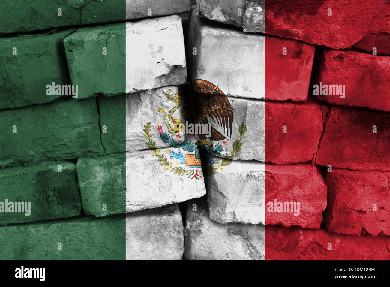 Mexico flag painted on brick wall Stock Photo - Alamy