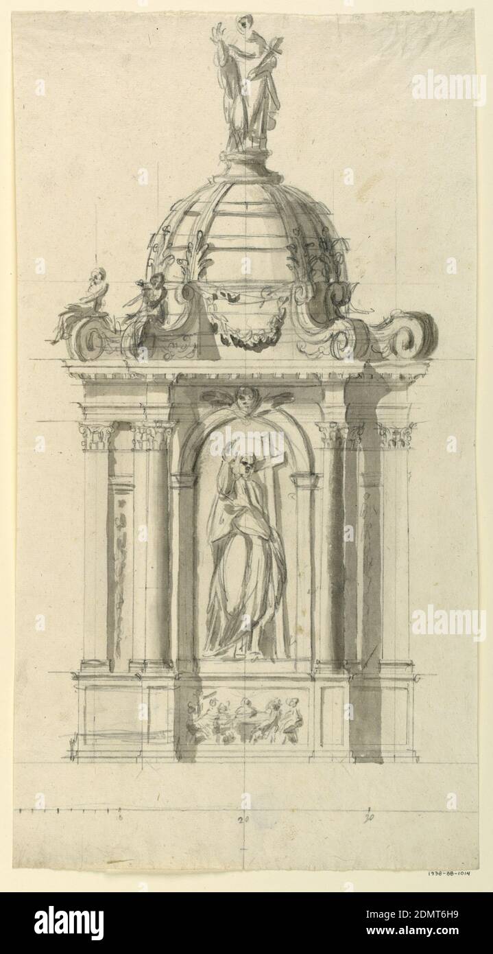 Altar, Graphite, gray wash Support: laid paper, Rome, Italy, Italy, 1775, architecture, Drawing Stock Photo