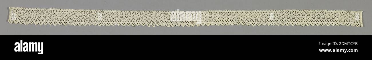 Edging, Medium: linen Technique: bobbin lace, peasant style, Northern Italy, 19th century, lace, Edging Stock Photo