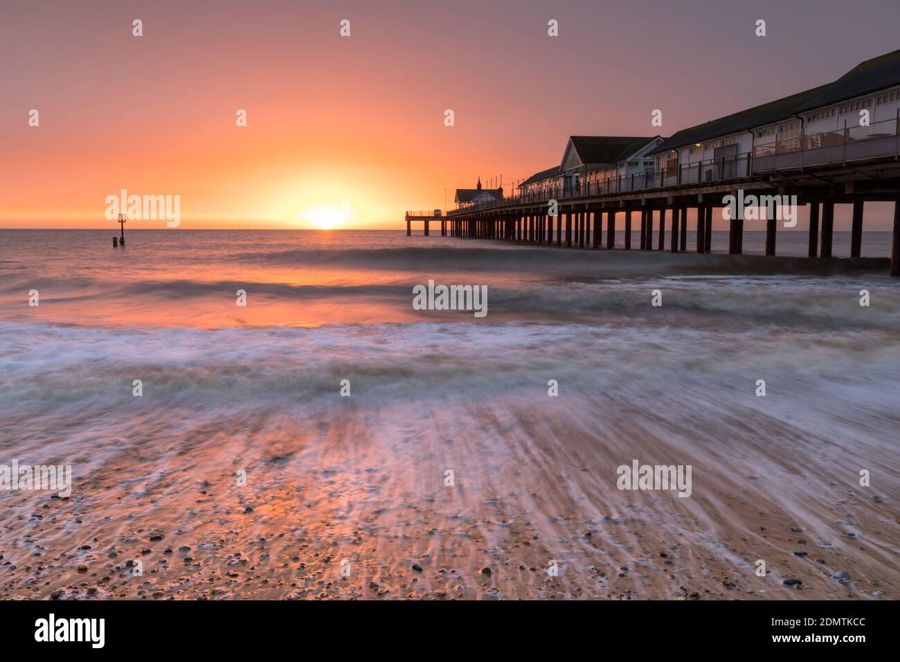 Sunrise, Southwold Pier, Suffolk, East Anglia, UK Stock Photo