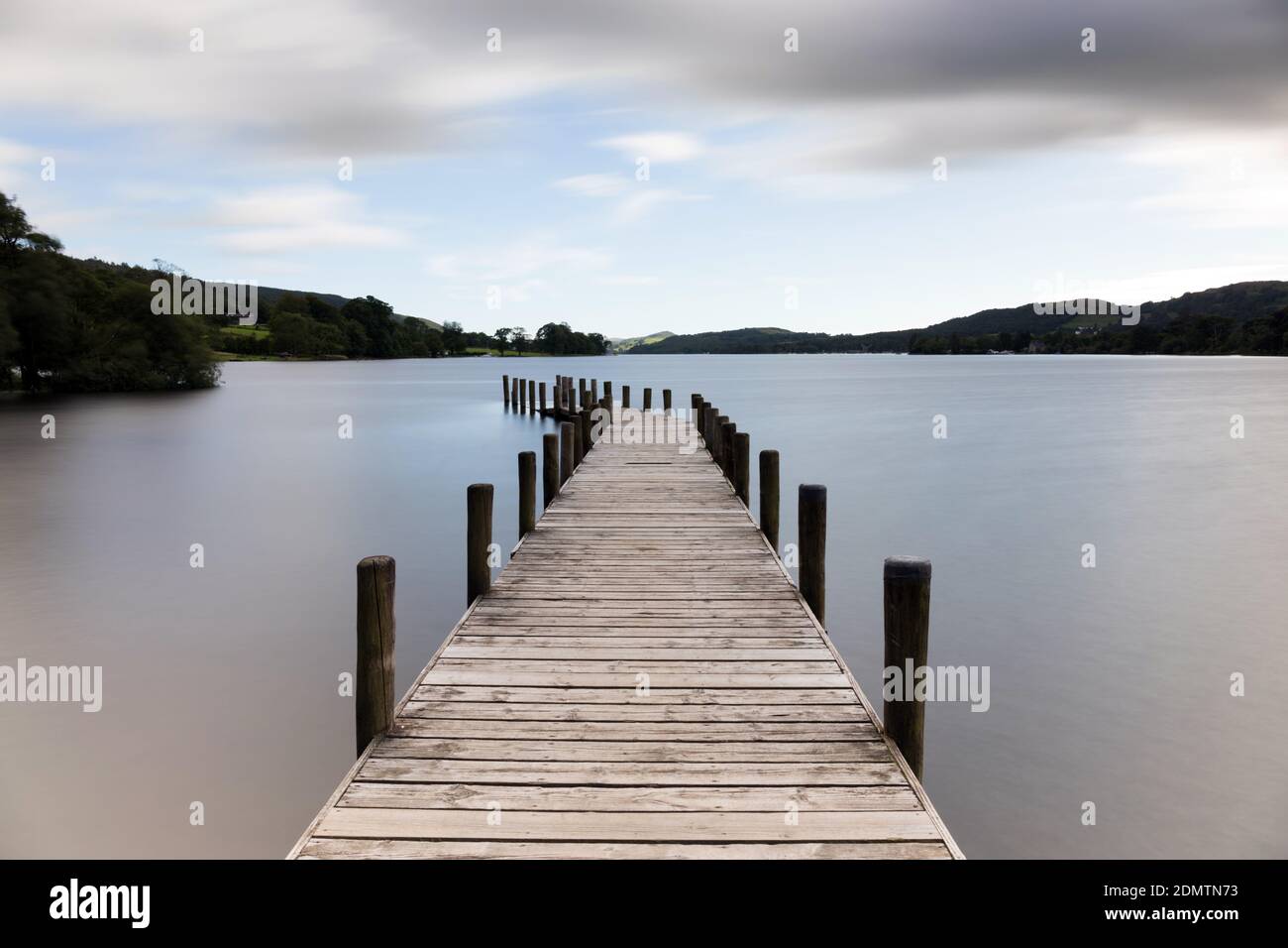 Long Exposure shot of Monk Coniston jetty, Coniston, Lake District Stock Photo