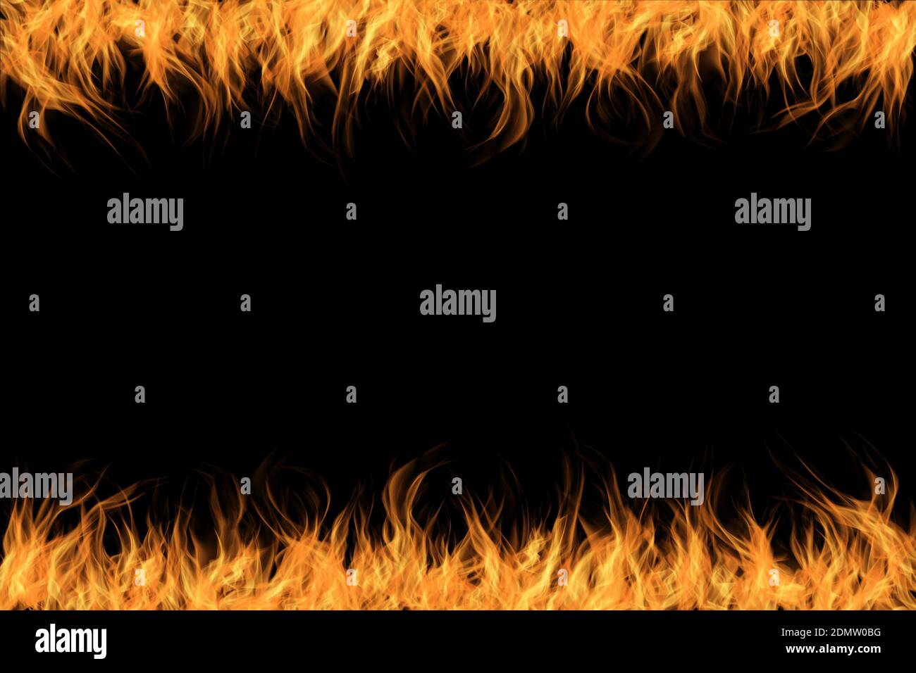 Flame on Black Background Stock Photo