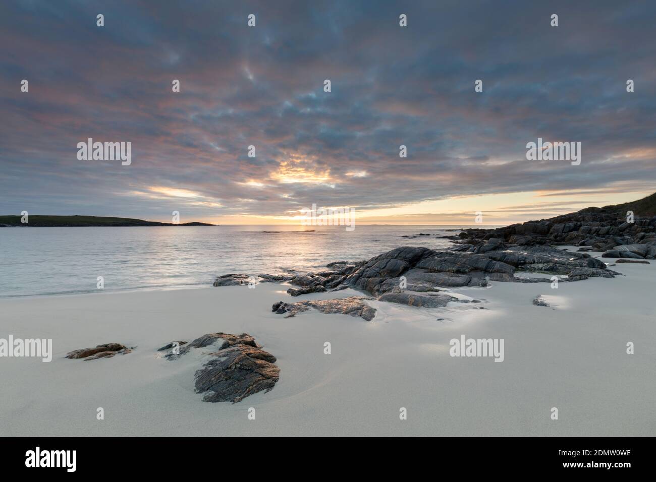 Sunset, Hosta Beach, North Uist, Scotland Stock Photo