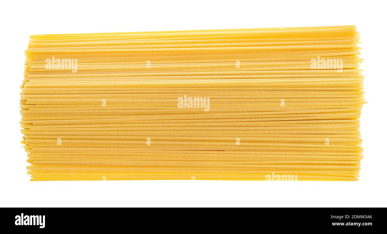 heap of italian dried spaghetti isolated on white background Stock Photo