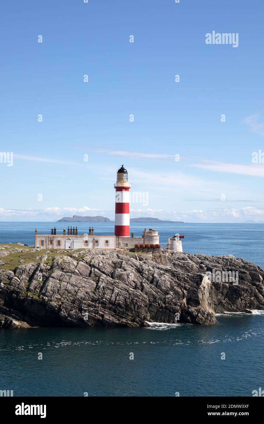 Isle of Scalpay Lighhouse, Eilean Glas, Isle of Harris, Outer Hebrides, Scotland Stock Photo