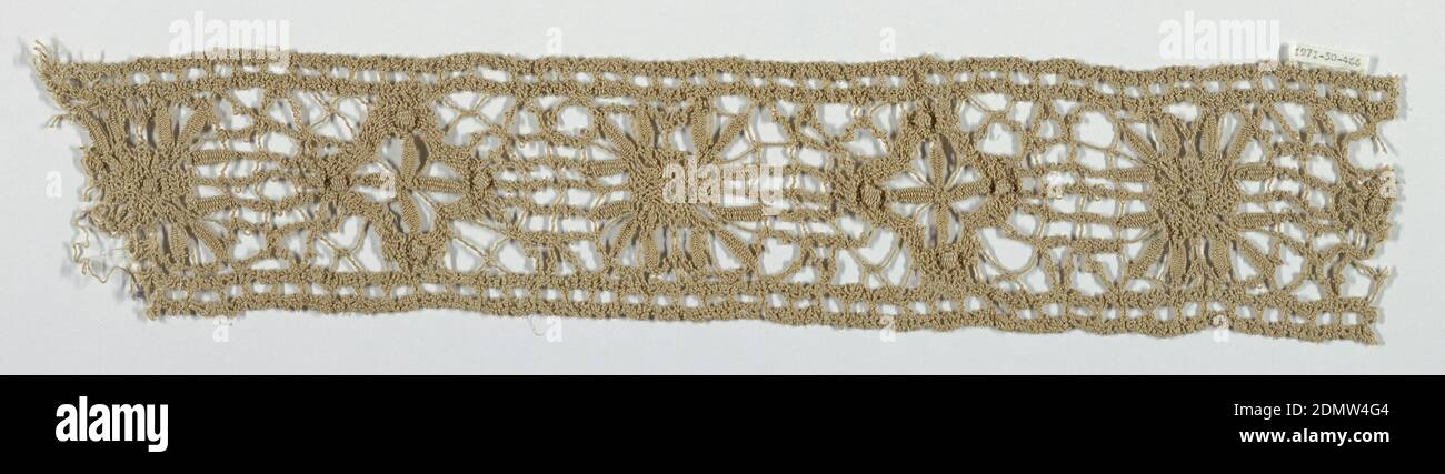 Band, Medium: linen Technique: bobbin lace, Band of lace worked in