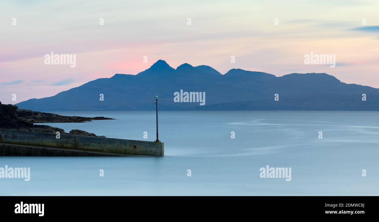 Blue Hour, Elgol Jetty, Isle of Skye, Scotland Stock Photo