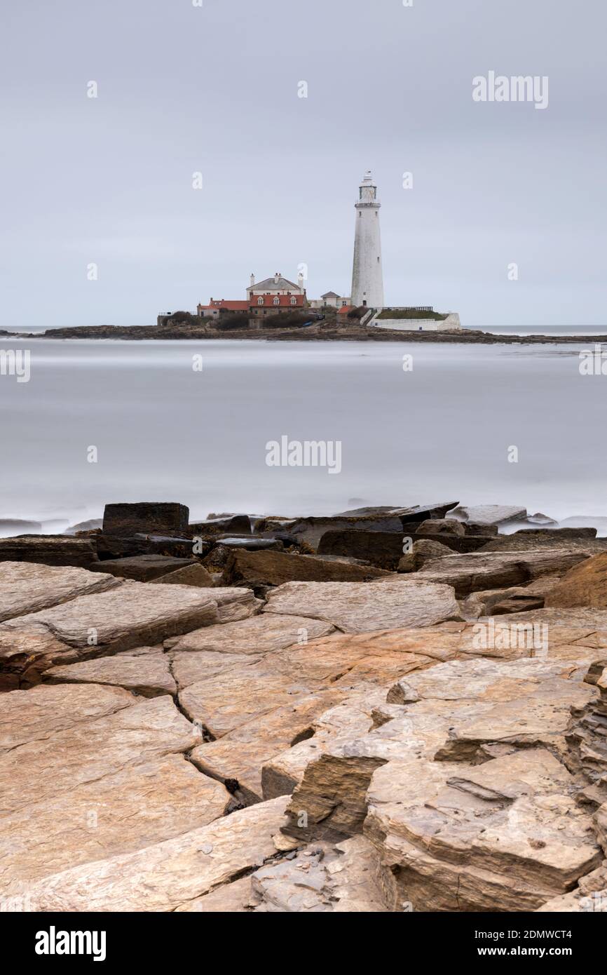 St Mary's Lighthouse Whitley Bay Stock Photo