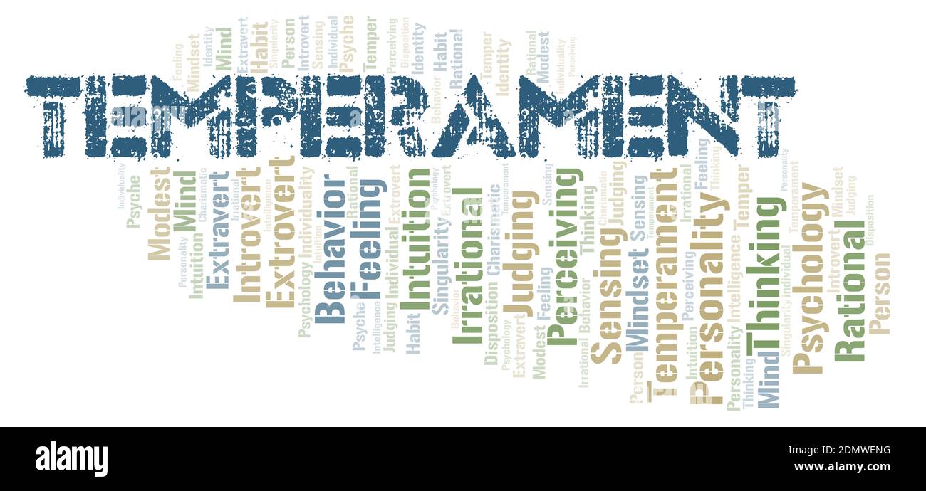 Temperament typography word cloud create with text only. Stock Photo