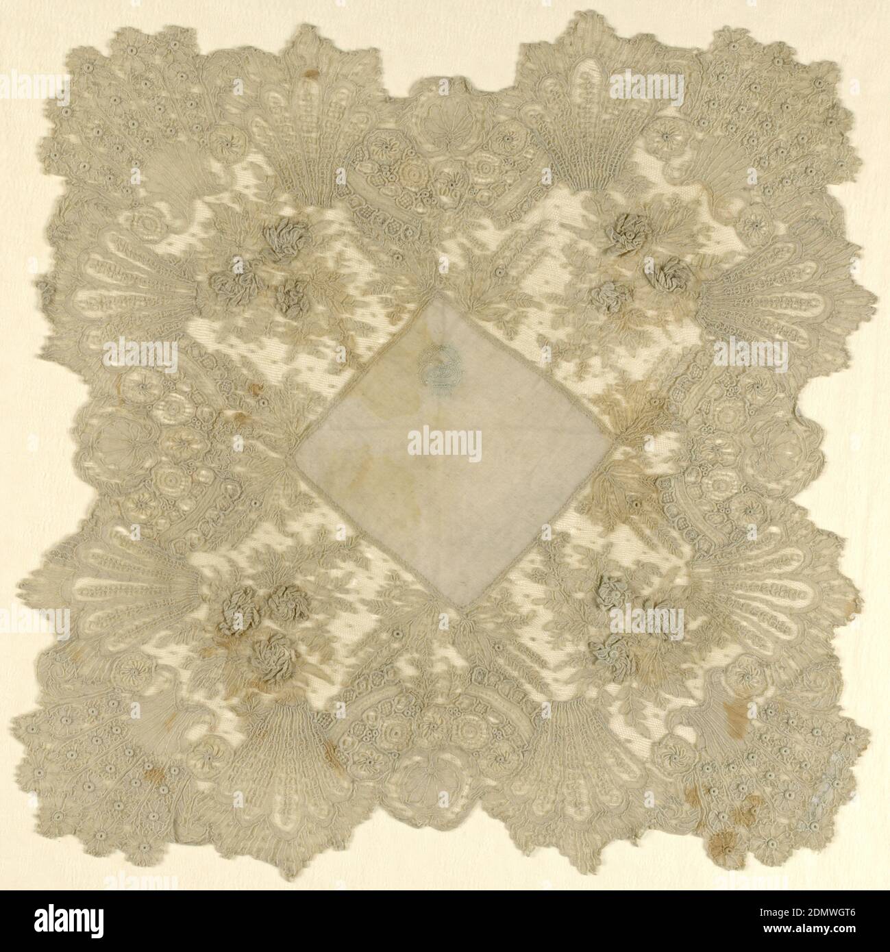 Handkerchief, Technique: needle lace with ground of loop & twist with