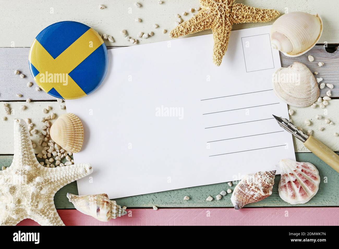 Postcard from holidays by the sea in Sweden. Vacation wishes Stock ...
