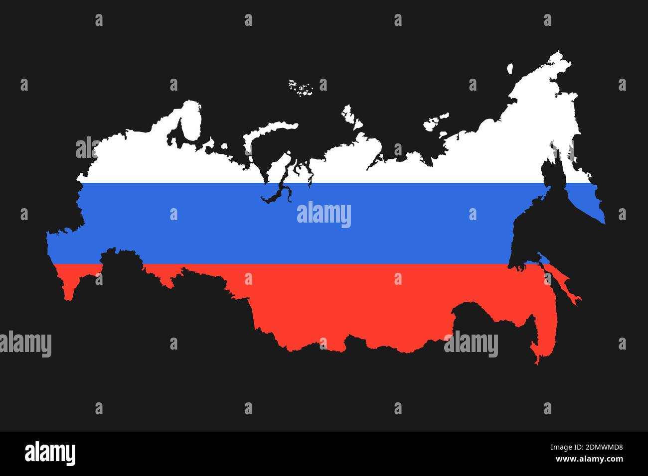 Russia flag map. Country outline with national flag Stock Photo - Alamy