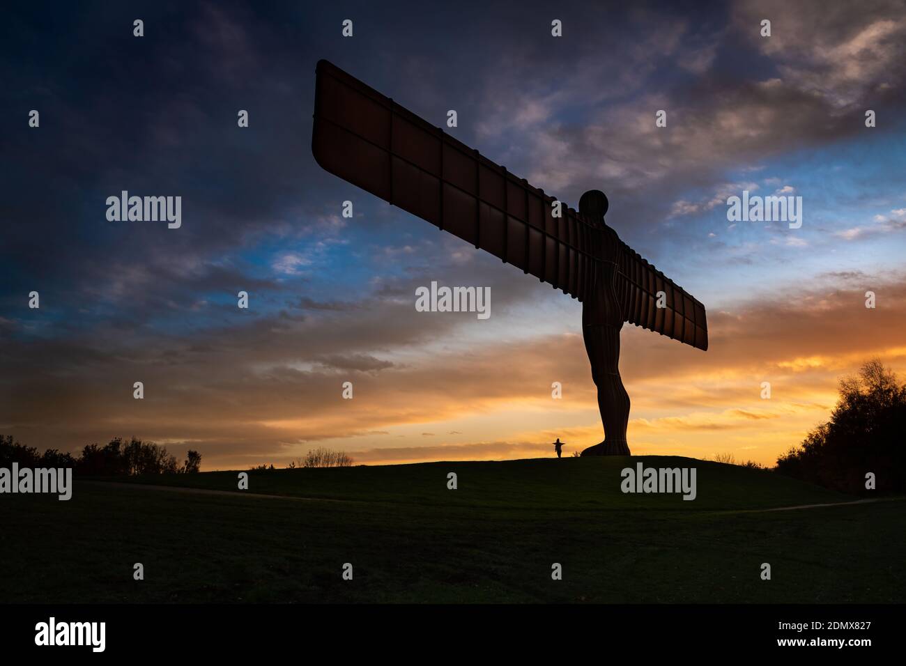 A sunset view of the Gateshead based Angel of the North by Antony Gormley Stock Photo