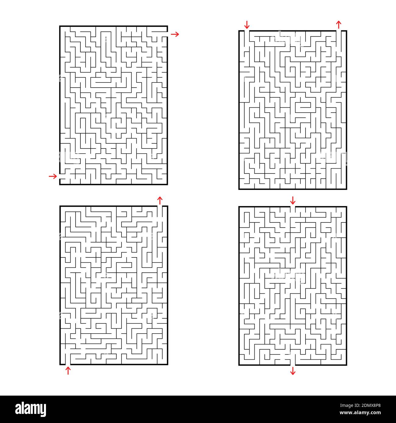 A set of rectangular mazes. Game for kids. Puzzle for children