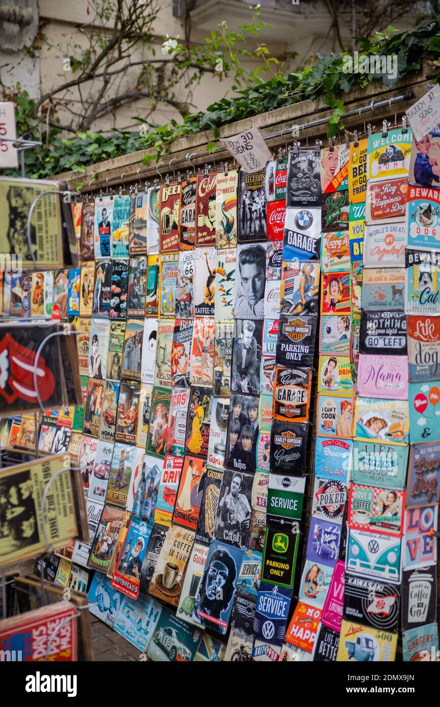 Music memorabilia for sale in a street from Notting Hill Stock Photo