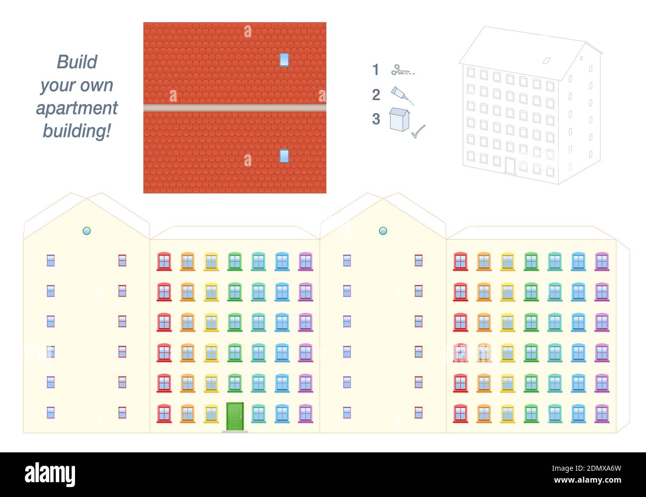 apartment-building-paper-model-easy-template-big-town-house-with-colorful-windows-happy-neighborhood-cut-out-fold-and-glue-it-stock-photo-alamy
