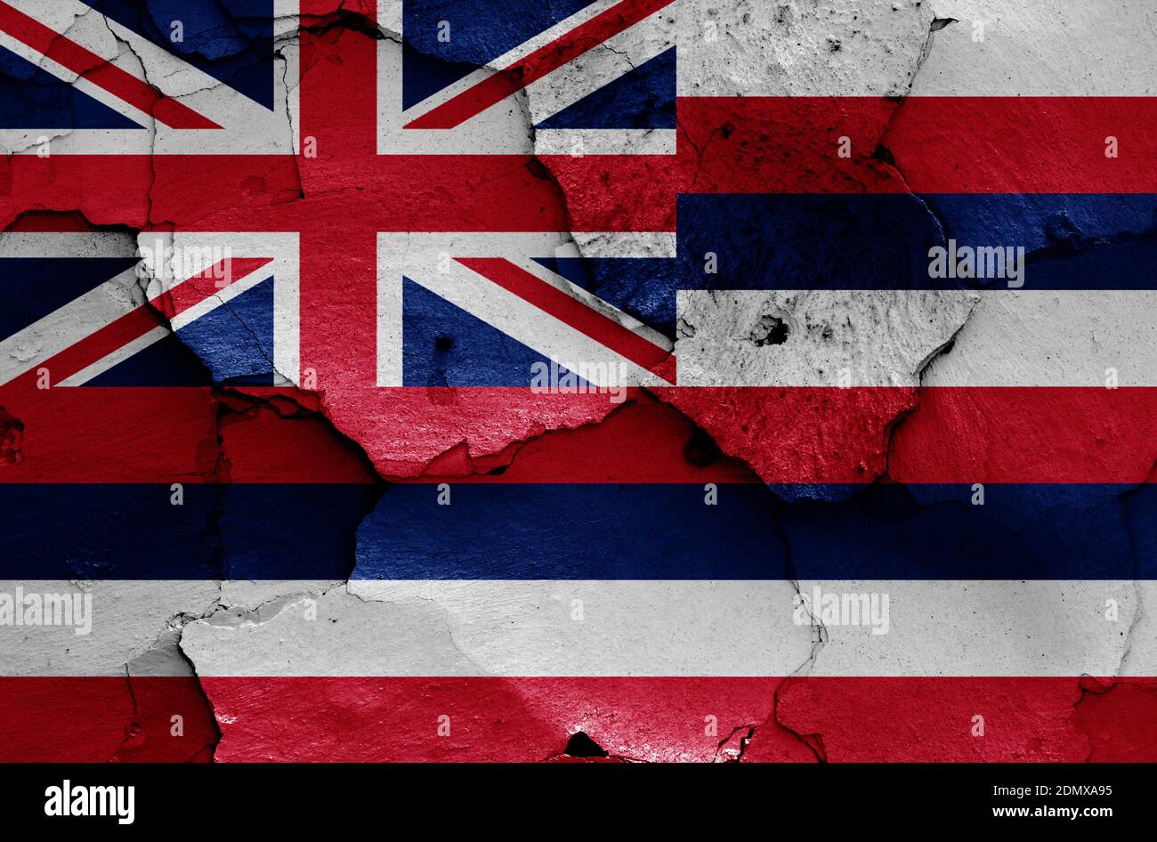 flag of Hawaii painted on cracked wall Stock Photo