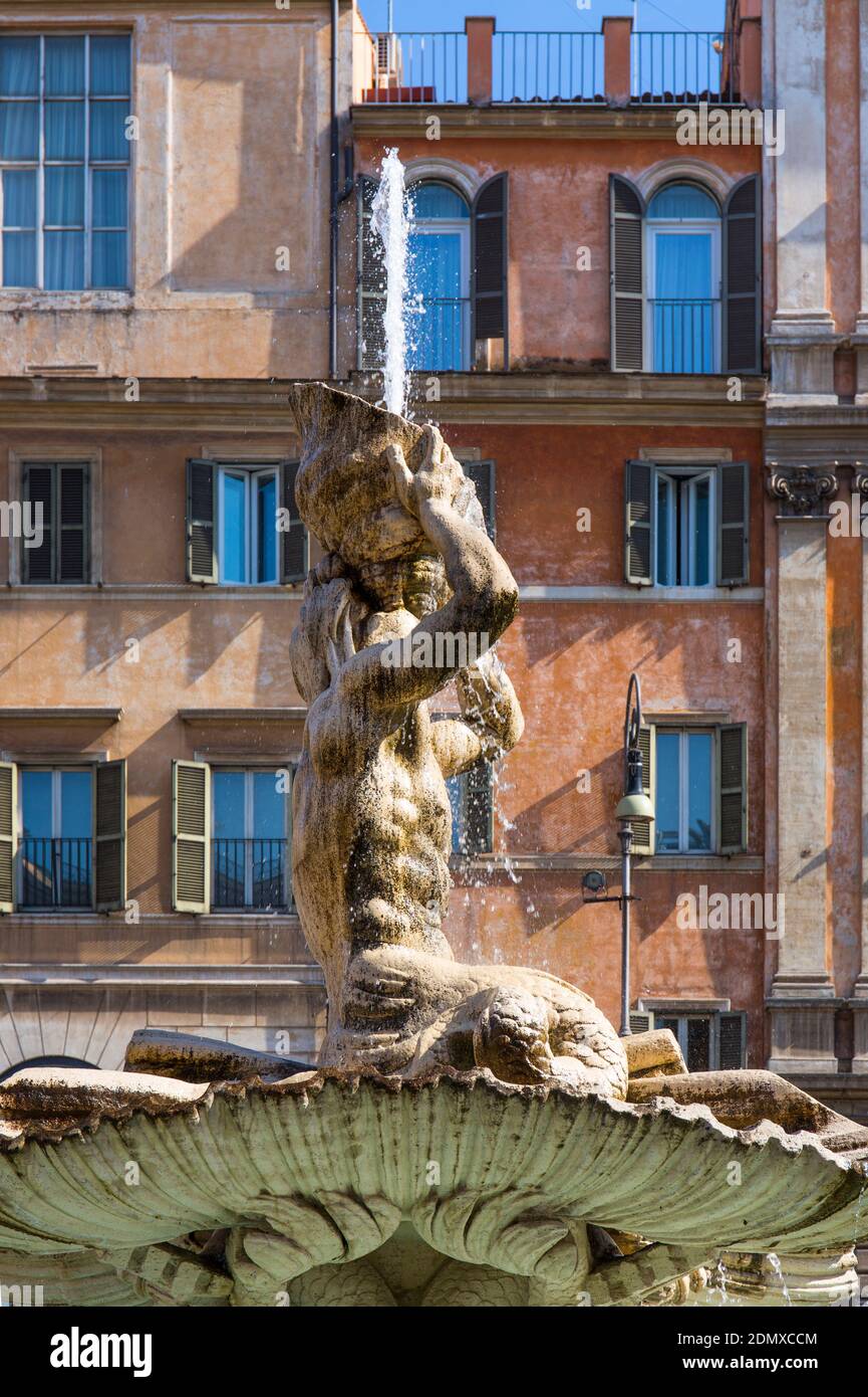 Fontana del Tritone, Bernini Sculpture, Piazza Barberini, Rome, Italy, Europe Stock Photo