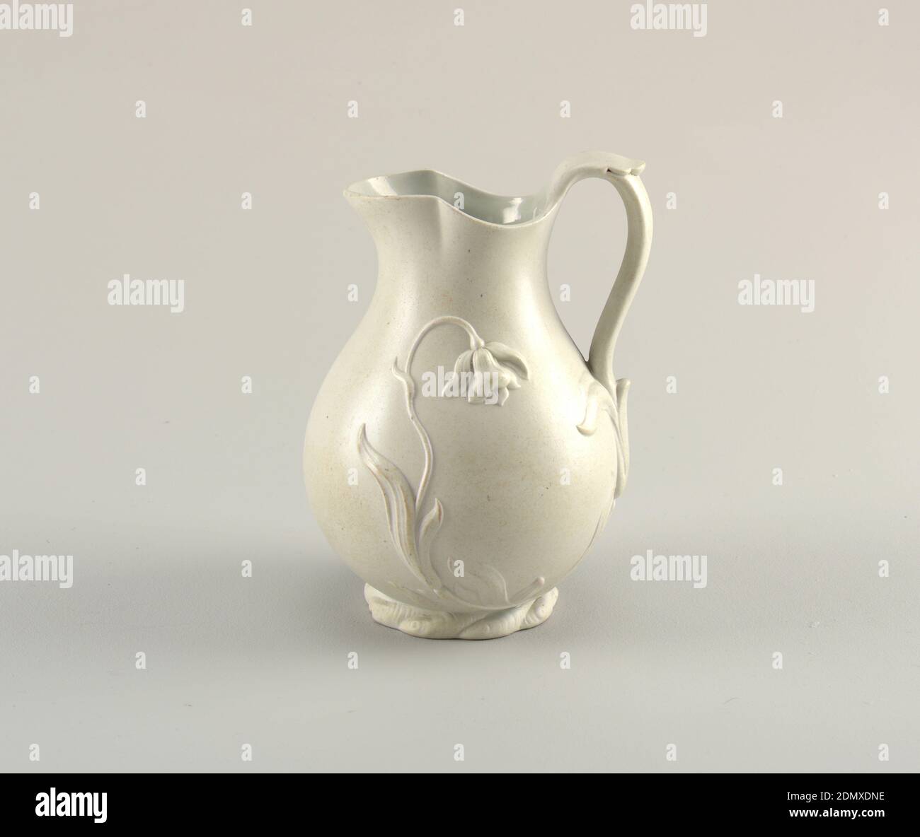 Jug, Stoneware, Stoneware jug with molded decoration., USA, 19th