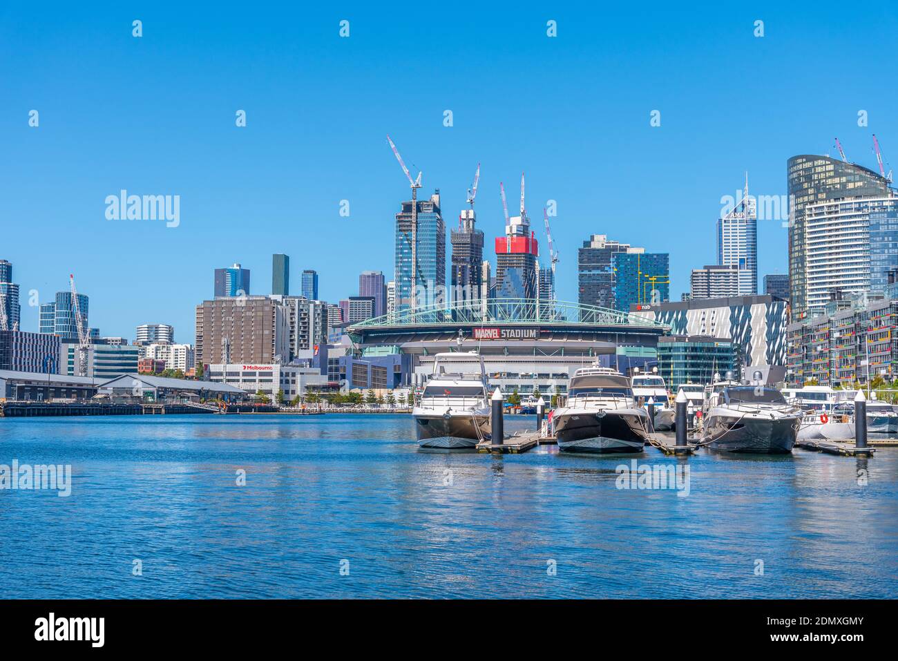 MELBOURNE, AUSTRALIA, JANUARY 1, 2020 Boats mooring at docklands