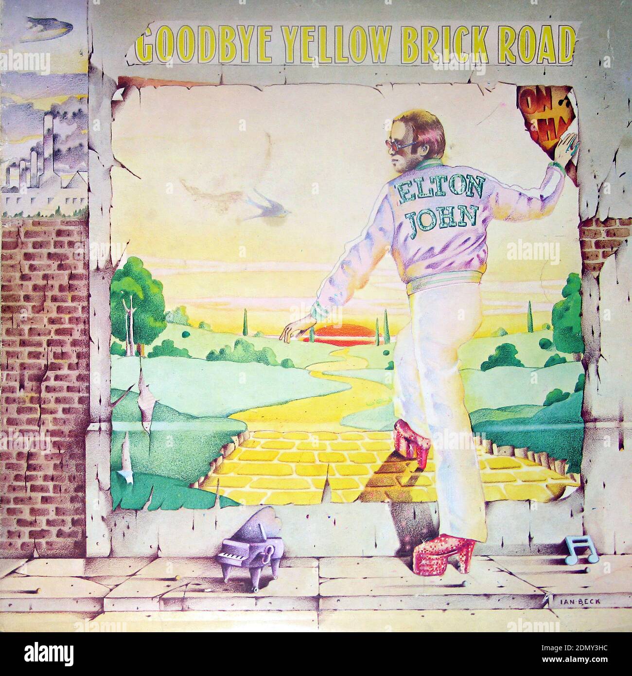 ELTON JOHN Goodbye Yellow Brick Road DOLP FOC  - Vintage Vinyl Record Cover01 Stock Photo