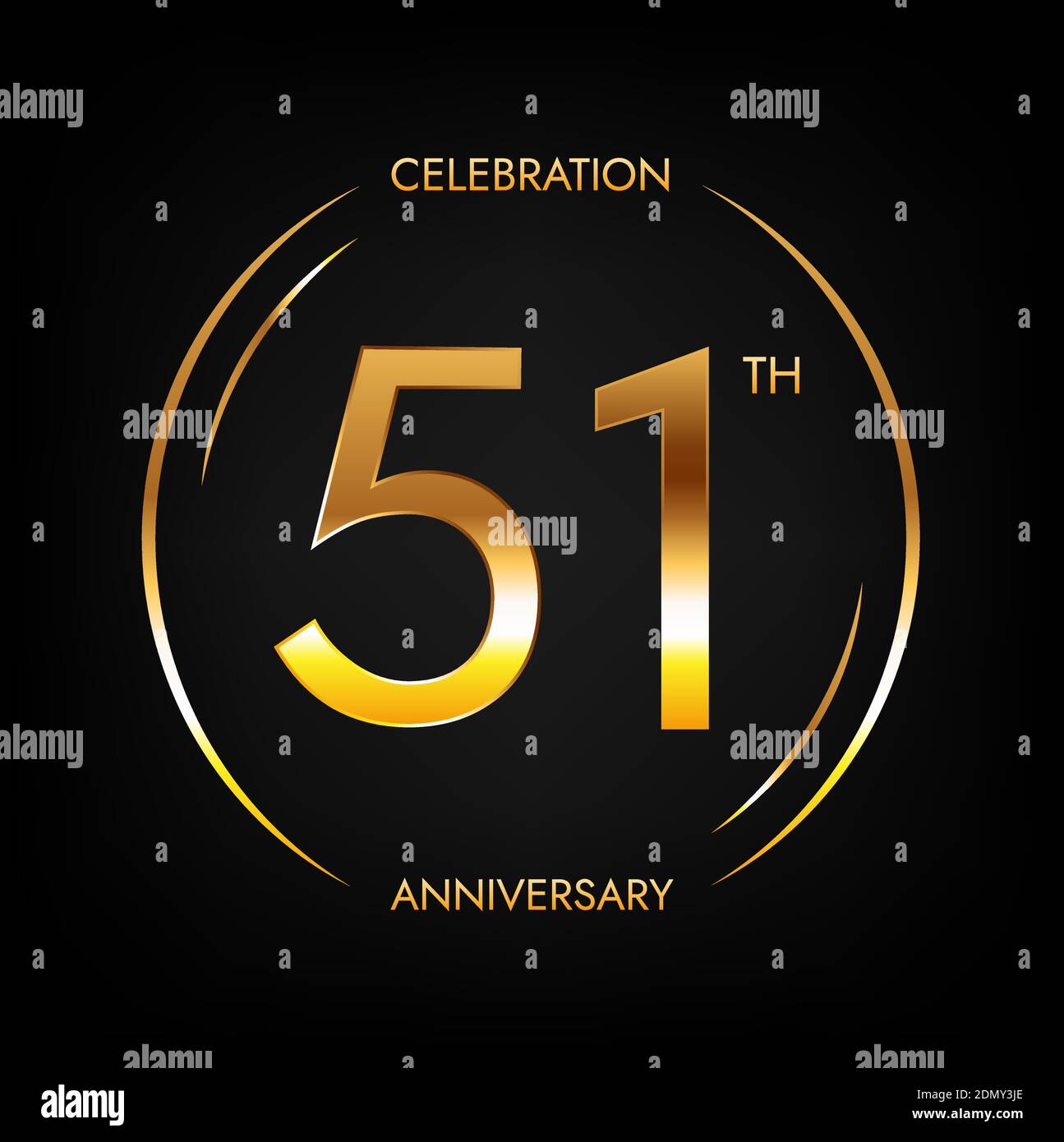 51th anniversary. Fifty-one years birthday celebration banner in bright ...