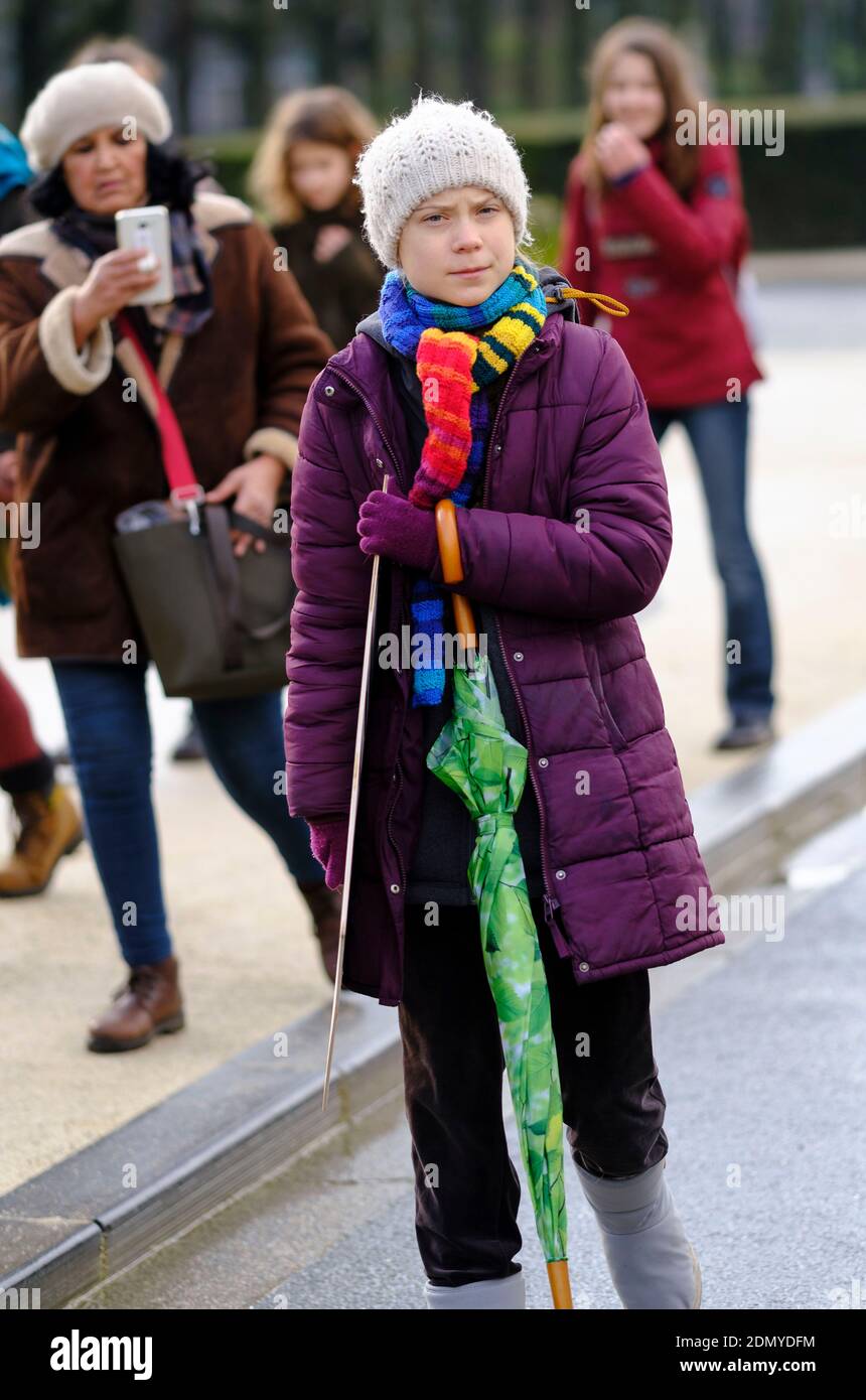Belgium, Brussels, March 6, 2020: environmental activist Greta Thunberg during a Friday's climate strike Stock Photo