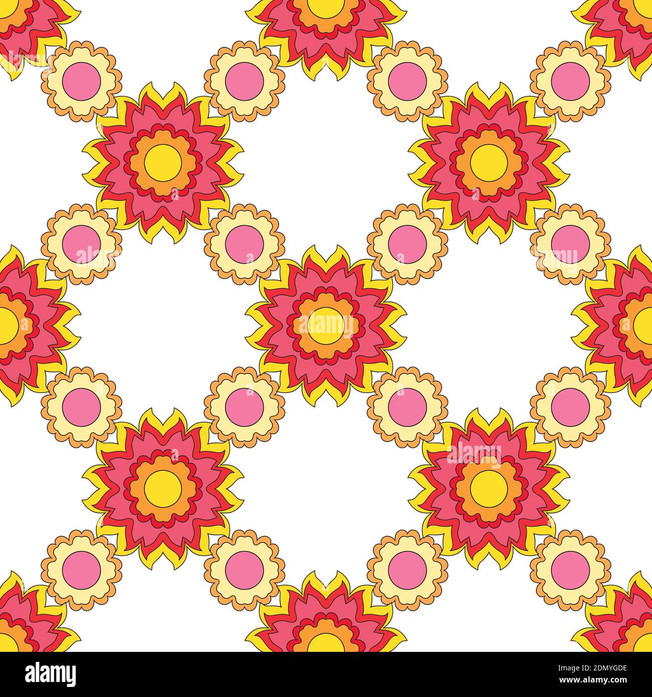 seamless pattern sunny flowers on white background Stock Vector