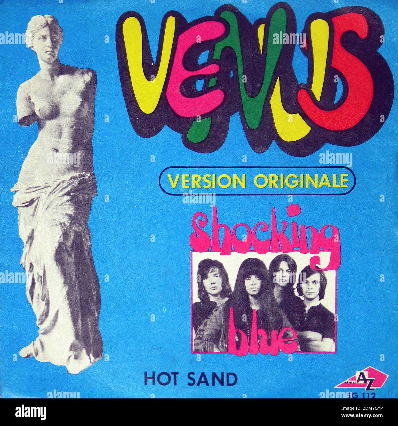 SHOCKING BLUE VENUS _ HOT SAND France - Vintage Vinyl Record Cover Stock Photo