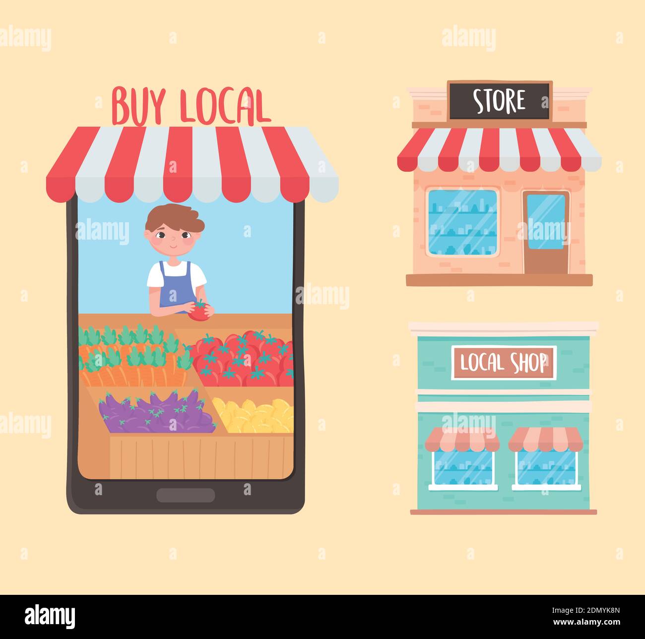 support small business, online order buy store and local shop small business vector illustration