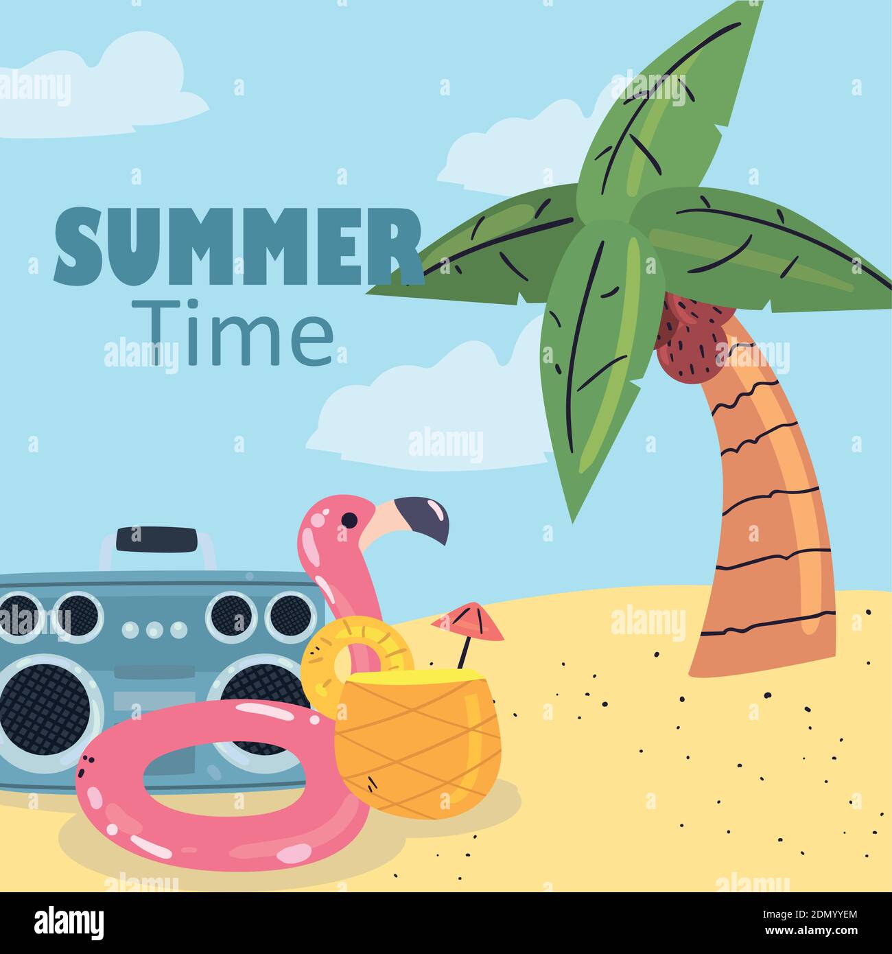 Summer time pineapple cocktail flamingo and recorder at beach design ... Summer time pineapple cocktail flamingo and recorder at beach design ...