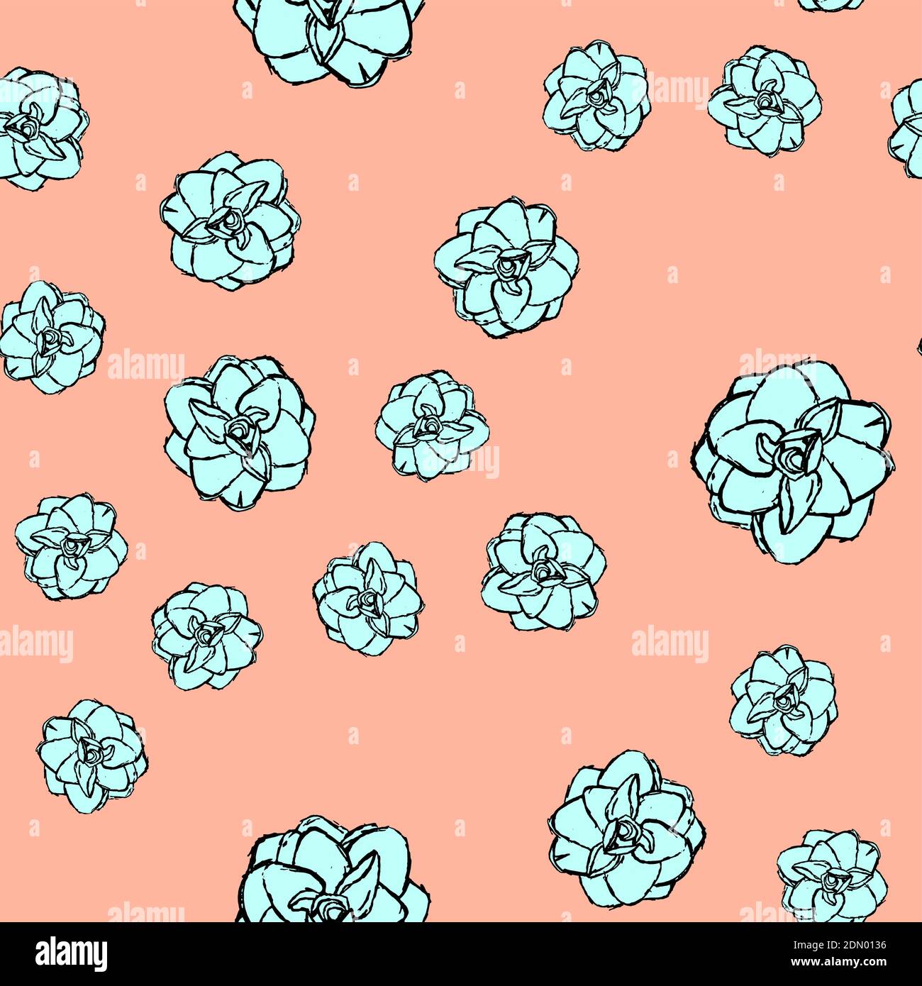 Hand drawn flower seamless pattern background. Vector Illustration ...