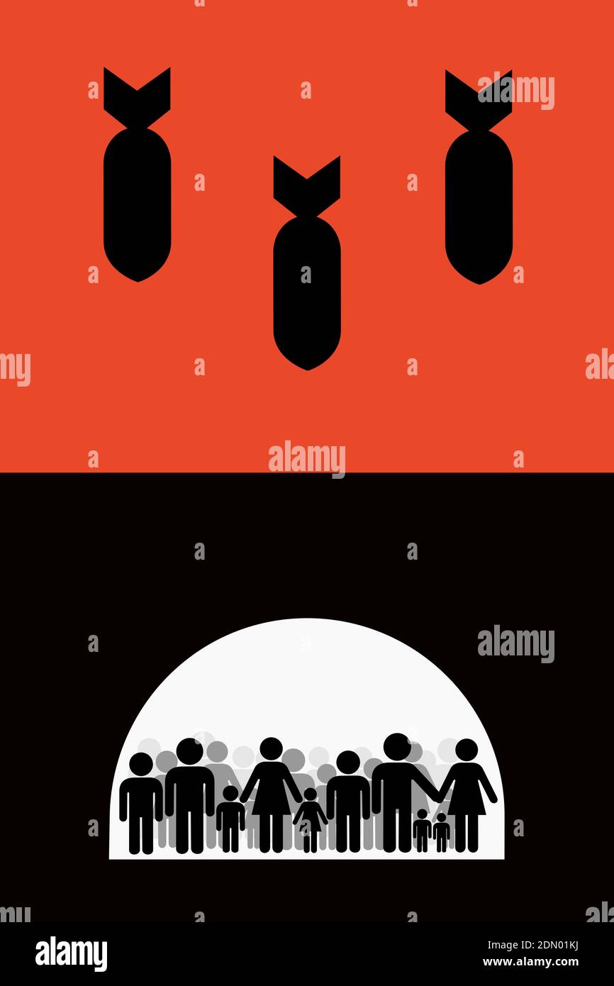 Bomb shelter underground space is protecting civilian people and