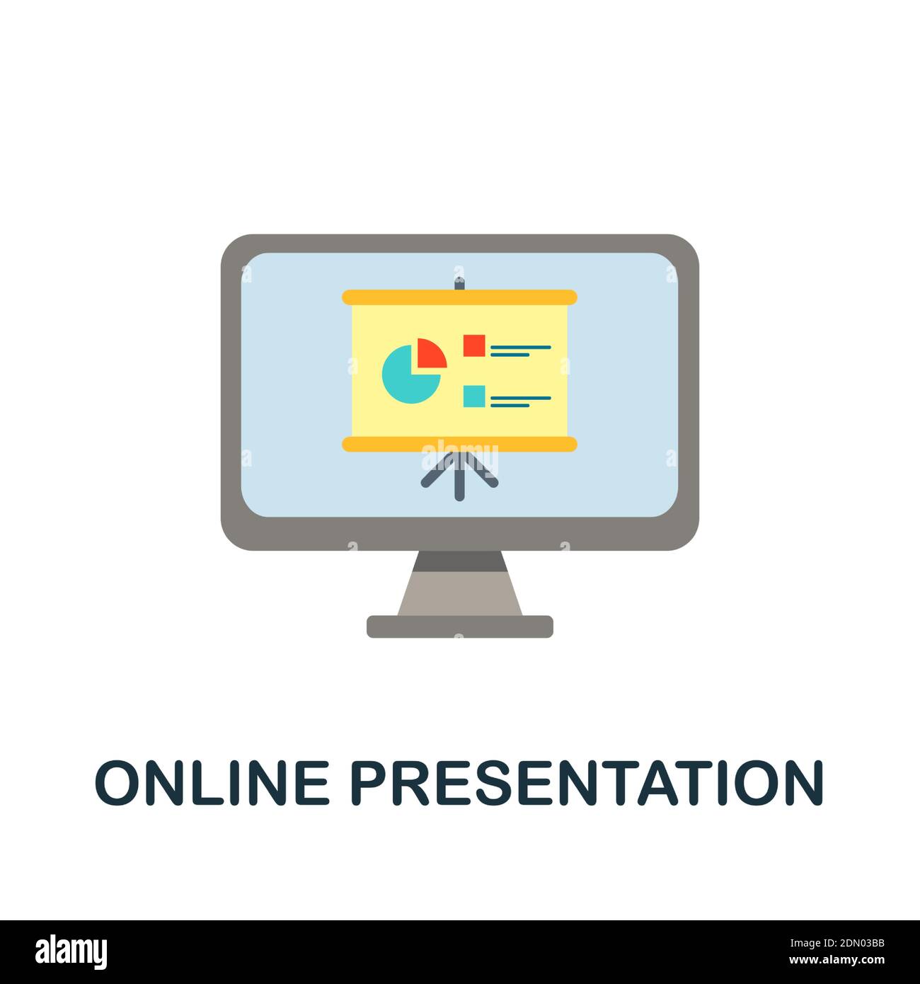 Online Presentation flat icon. Color simple element from work from home collection. Creative Online Presentation icon for web design, templates Stock Vector