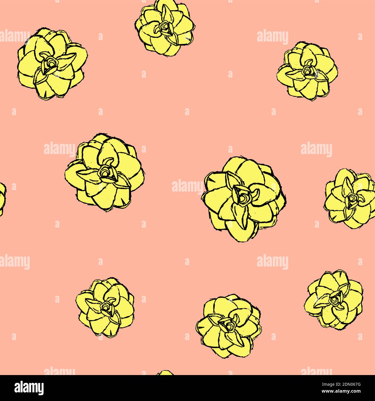 Hand drawn flower seamless pattern background. Vector Illustration ...