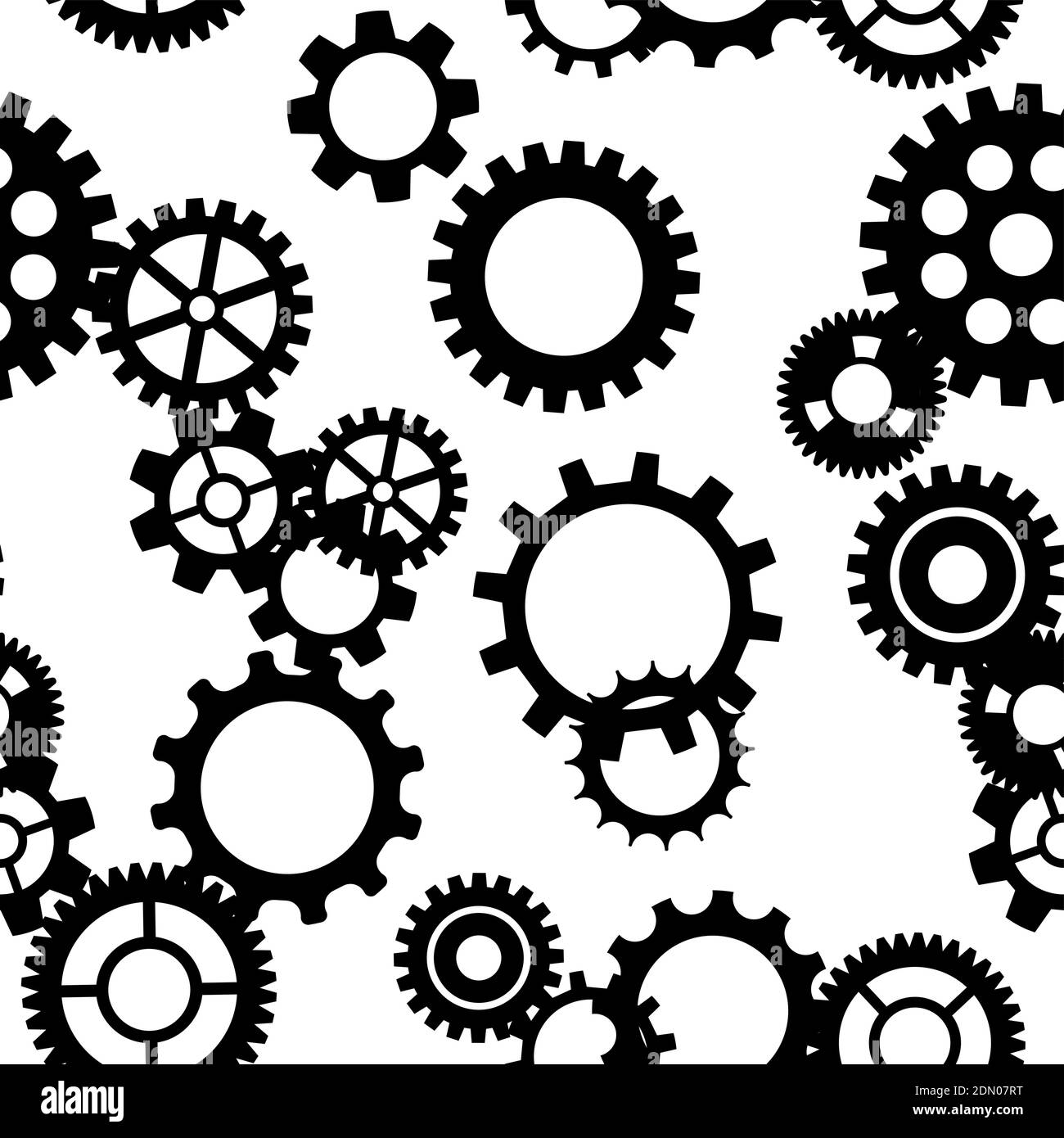 Black and white gears. Working mechanism. Seamless pattern. Vector ...